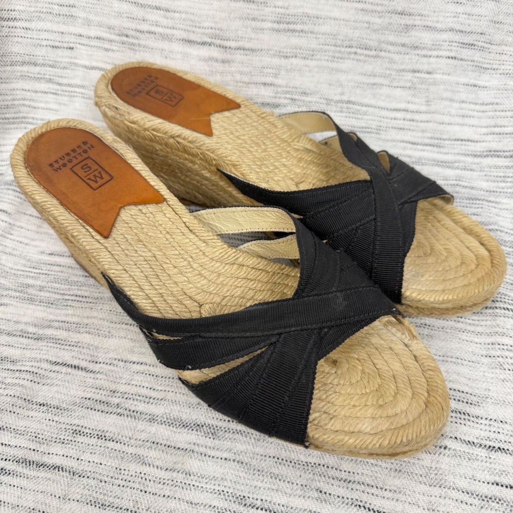 Stubbs & Wootton Kelly Espadrille Wedge Sandals Slip On 7.5 Classic Timeless
